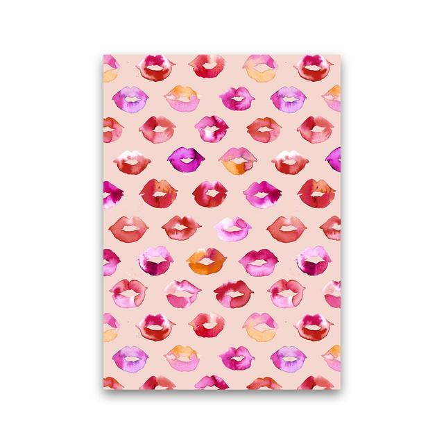 Sweet Love Kisses Pink Lips - Graphic Art Print on Paper 17 Stories Size: 30cm H x 21cm W x 1cm D, Frame Option: Unframed on Productcaster.