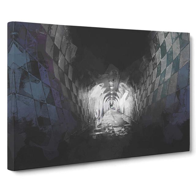 Tunnel Walkway in New York City in Abstract - Wrapped Canvas Painting Print East Urban Home Size: 60cm H x 91cm W x 3cm D on Productcaster.