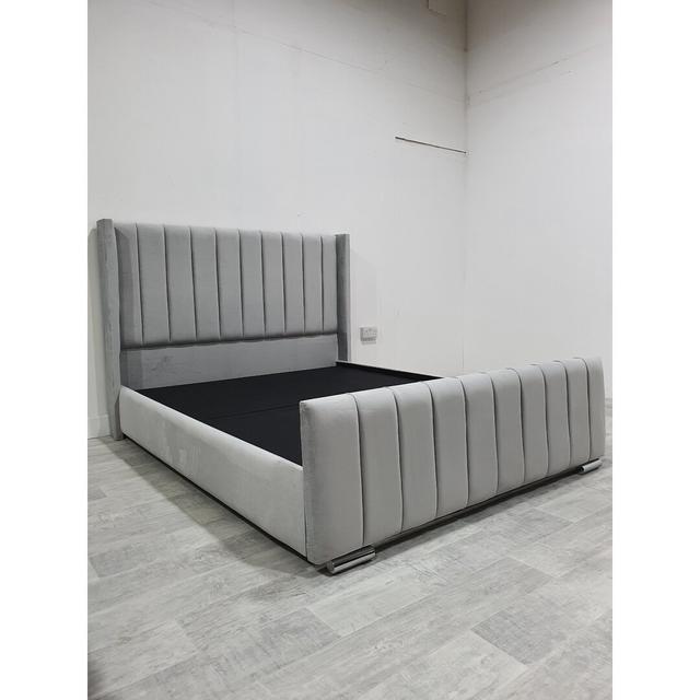 Oxford Upholstered Bed Frame FunkyBedz Colour: Charcoal, Size: Small Double (4') on Productcaster.