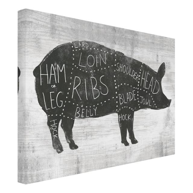 Butcher Display Board - Pig - Wrapped Canvas Graphic Art Maturi Format: 330g/m³ Recycled Canvas, Size: 75cm H x 100cm W on Productcaster.