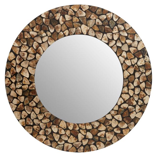 Blatteis Round Framed Wall Mounted Accent Mirror in Gold/Black/Brown Fairmont Park Finish: Black/Amber on Productcaster.