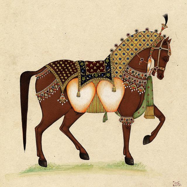 On FAP Horse From India II - Wrapped Canvas Print Gracie Oaks Size: 51cm H x 51cm W x 3.8cm D on Productcaster.