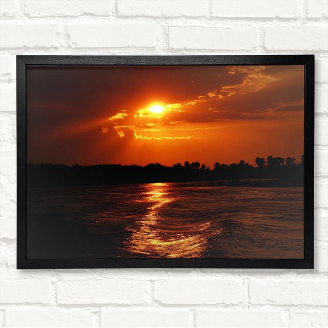 Orange Waves Lapping Framed Print House of Hampton Size: 59.7cm H x 84.1cm W on Productcaster.