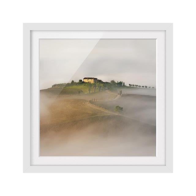 Morning Mist in Tuscany - Picture Frame Photographic Print on Paper East Urban Home Frame Options: Matt white, Size: 70cm H x 70cm W on Productcaster.