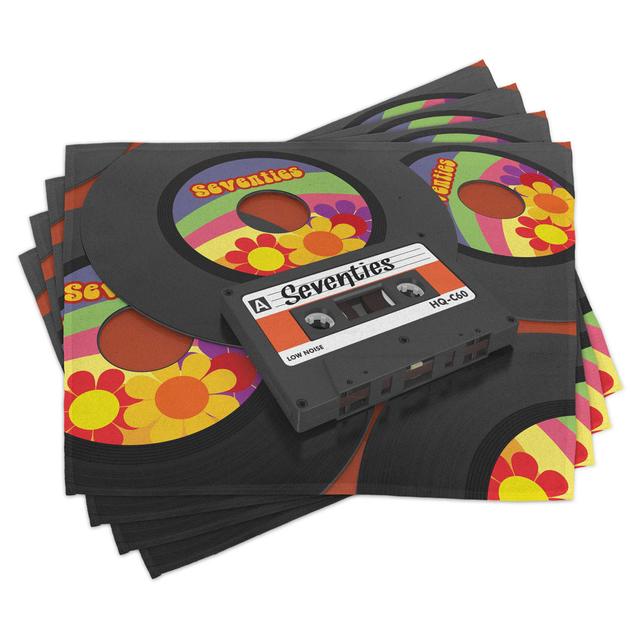 Place Mats Set of 4, Cassette Vinyl 70s, Multicolor (Set of 4) East Urban Home on Productcaster.