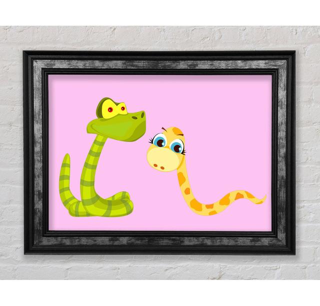 Two Snakes Lilac Framed Print Bright Star Size: 21cm H x 42cm W , Colour: Pink on Productcaster.