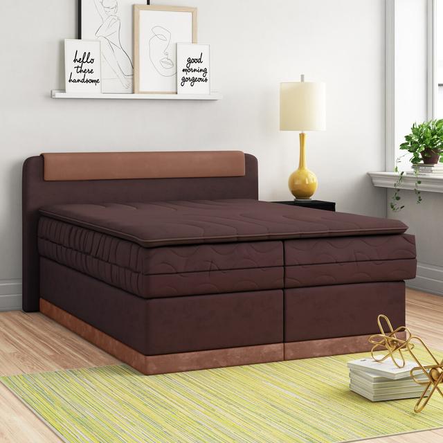 Boxspringbett Harut Wade Logan Größe: 120 x 200 cm, Farbe: Braun/Dunkelbraun, Matratze/Festigkeitsgrad: 5-Zonen-Taschenfederkernmatratze, H3 on Productcaster.