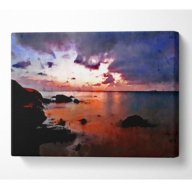 Misty Peach Ocean - Wrapped Canvas Art Prints House of Hampton Size: 81cm H x 121.9cm W x 10cm D on Productcaster.