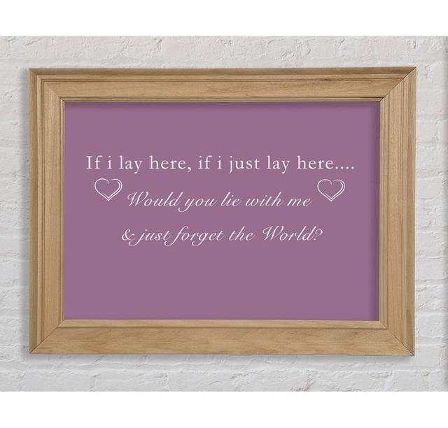 Music Quote If I Lay Here Snow Patrol Dusty Pink - Picture Frame Art Prints Bright Star Size: 100cm H x 141.4cm W on Productcaster.