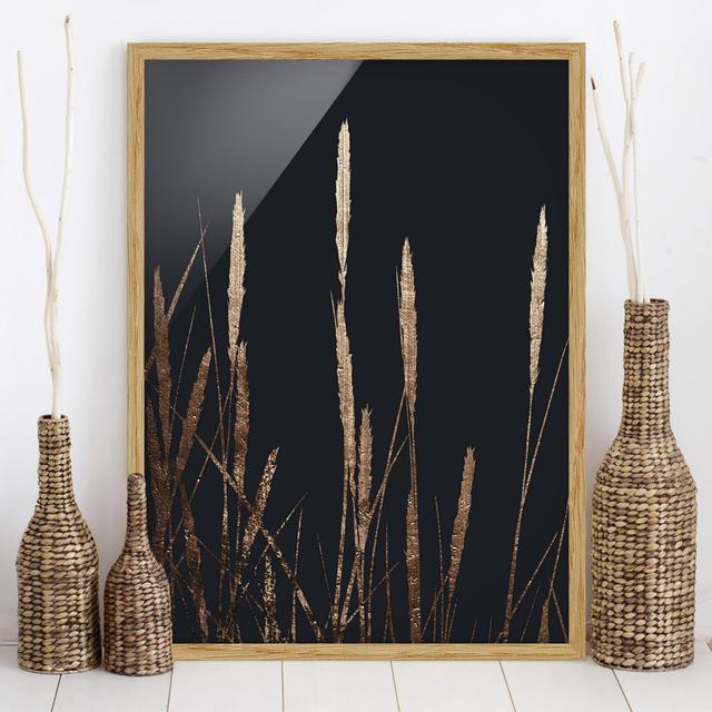 Flora- Golden Reed - Picture Frame Graphic Art Print on Paper Canora Grey Format: Brown, Size: 100cm H x 70cm W x 2cm D, Matte Colour: No Matte on Productcaster.