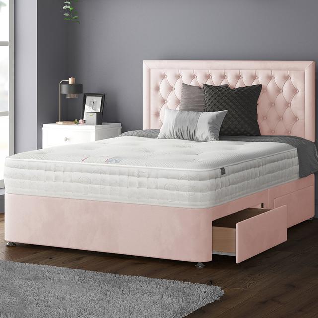 Urbank Divan Bed Base Marlow Home Co. Storage Type: 2 Foot-end Drawers, Size: Super King (6'), Colour: Pink on Productcaster.