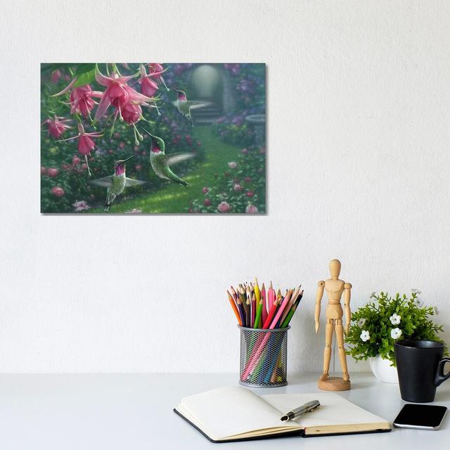 Hummingbird Haven by Collin Bogle - Print on Canvas 17 Stories Format: Wrapped Canvas, Size: 20.32cm H x 30.48cm W x 1.91cm D on Productcaster.