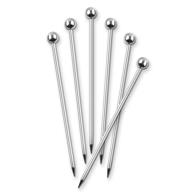 Final Touch Stainless Steel Cocktail Picks - Black Chrome Finish - Set Of 6 Final Touch Finish: Silver on Productcaster.