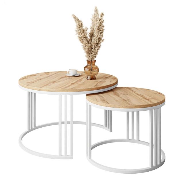 Vetter Frame Coffee Table 17 Stories Table Top Colour: Wotan Oak, Table Base Colour: White on Productcaster.