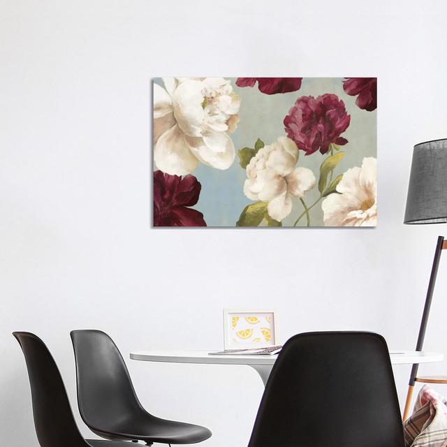 Deep Peonies I by Asia Jensen - Wrapped Canvas Painting ClassicLiving Size: 66.04cm H x 101.6cm W x 1.905cm D on Productcaster.