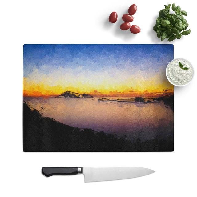 Tempered Glass Sunset in Kythnos Greece Chopping Board East Urban Home Size: 39 cm W x 28.5 cm L on Productcaster.