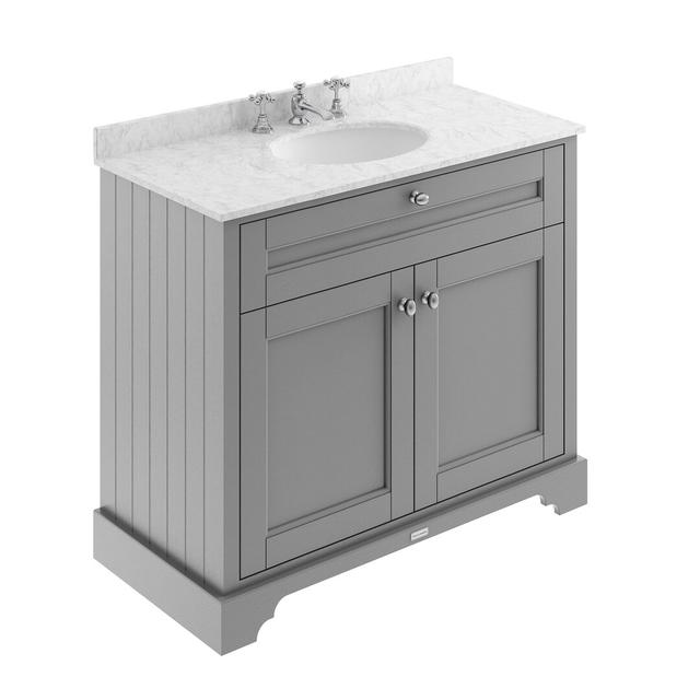 Old London 1000mm Free-standing Single Vanity Unit Old London Base Colour: Storm Grey on Productcaster.