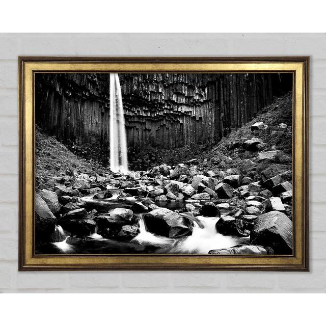 Waterfall Valley Rocks B N W - Print Union Rustic Size: 21cm H x 29.7cm W x 1.5cm D on Productcaster.