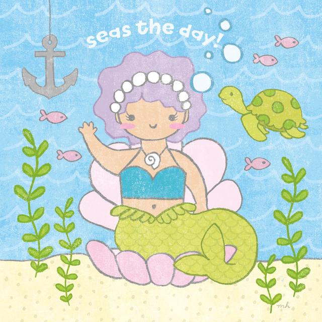 Magical Mermaid III by Moira Hershey - Drawing Print on Canvas Zoomie Kids Size: 91cm H x 91cm W x 3.8cm D on Productcaster.