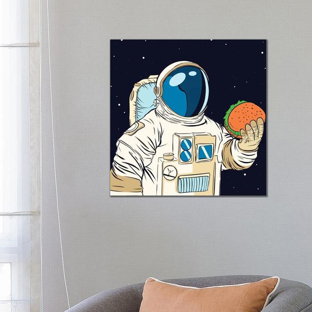 Astronaut and Hamburger by Art Mirano - Wrapped Canvas Art Prints Maturi Size: 66.04cm H x 66.04cm W x 1.91cm D on Productcaster.