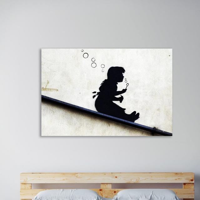 Bubble Girl I by Banksy - Wrapped Canvas Graphic Art Print East Urban Home Size: 30cm H x 46cm W x 4cm D on Productcaster.