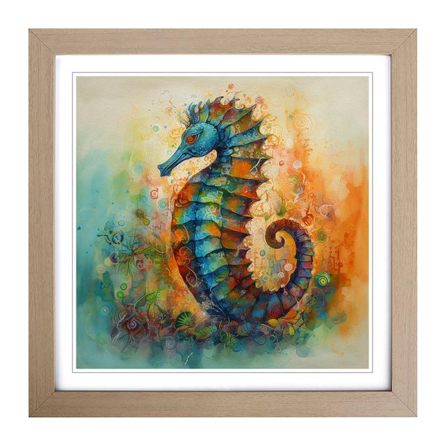 Seahorse Color Field Painting House of Hampton Frame Colour: Oak on Productcaster.