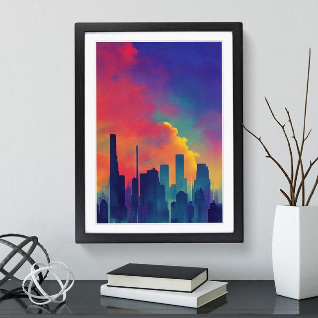 City Skyline Watercolour No.2 - Painting 17 Stories Matte Colour: White, Format: Black Framed, Size: 36cm H x 27cm W x 2cm D on Productcaster.