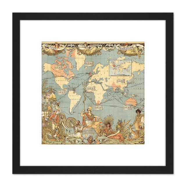 Map Colomb 1886 Extent British Empire 9X9 Inch Square Wooden Framed Wall Art Print Picture With Mount Happy Larry on Productcaster.