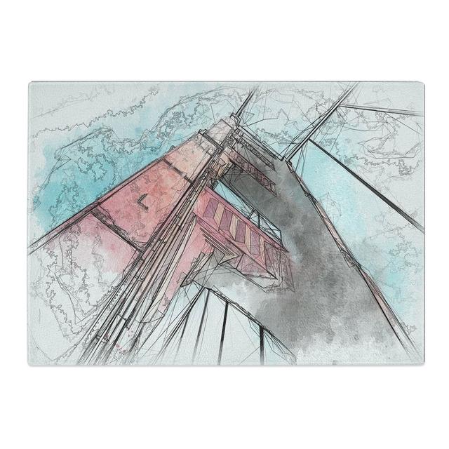 Tempered Glass View of the Golden Gate Bridge in San Francisco Sketch Chopping Board East Urban Home Size: 20 cm x 28.5 cm on Productcaster.