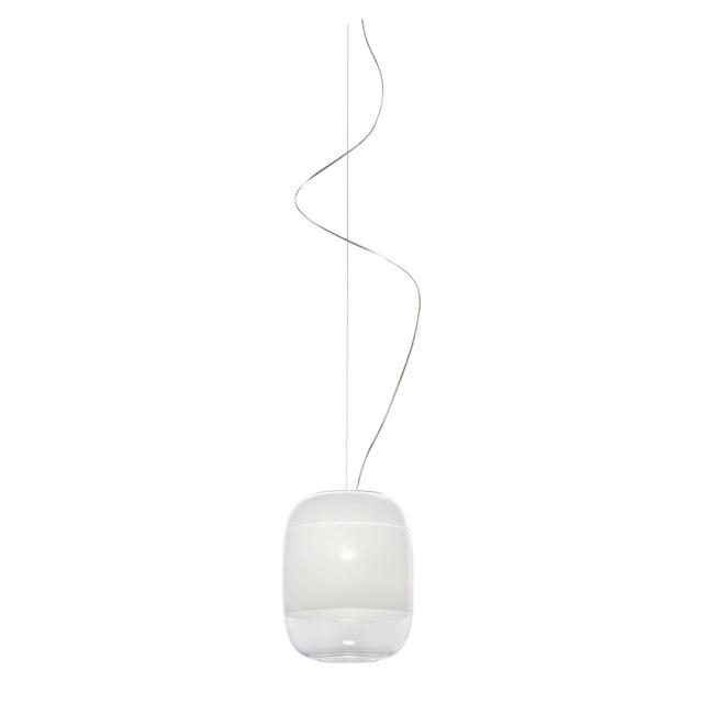 Gong 1 - Light Single Jar Pendant Prandina srl Shade Colour: White, Size: 200cm H x 30cm W x 30cm D on Productcaster.