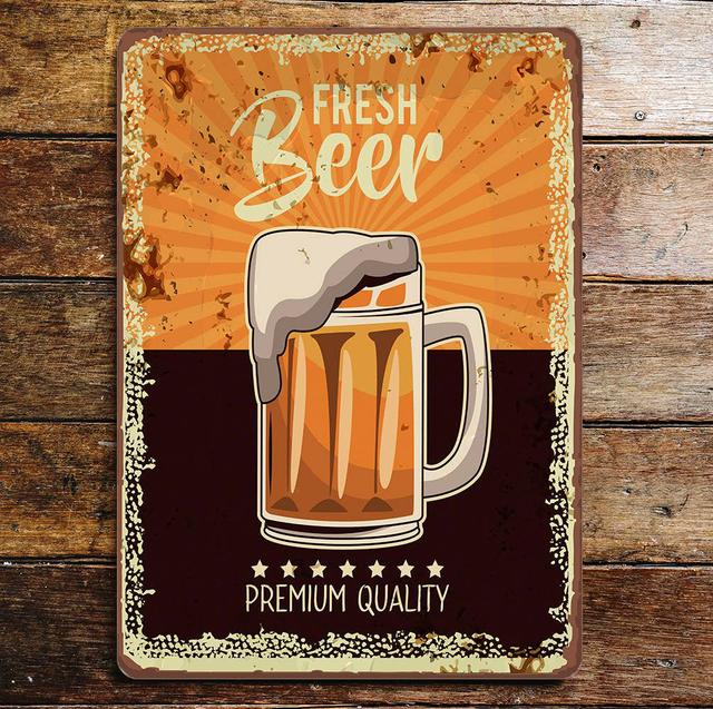 Fresh Beer - Metal Wall Sign Plaque East Urban Home Size: 20cm H x 15cm W on Productcaster.