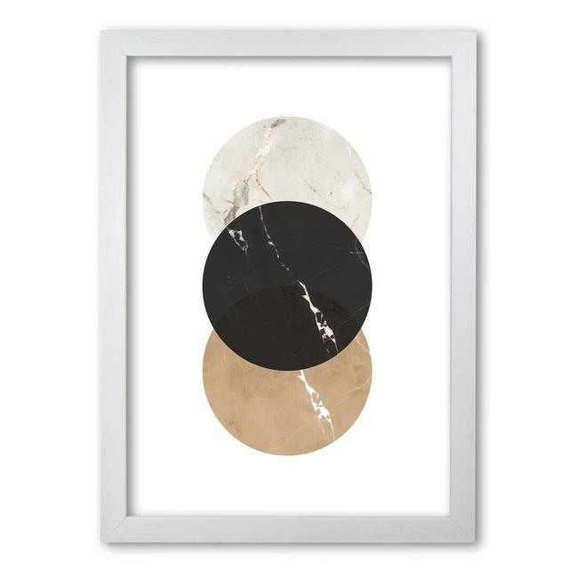 Gold, Beige And Black Marble Abstract Circles - Print East Urban Home Size: 30 cm H x 21 cm W x 5 cm D, Format: White Grain Frame on Productcaster.