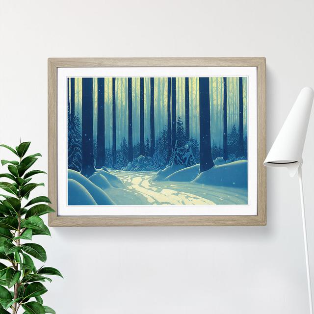 Thrilling Winter Forest - Picture Frame Graphic Art Alpen Home Size: 25cm H x 34cm W x 2cm D, Frame Colour: Oak Framed on Productcaster.