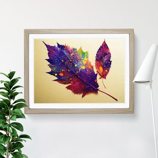 Paint Leaf Splash Vol.1 - Picture Frame Graphic Art Marlow Home Co. Size: 34cm H x 46cm W x 2cm D, Frame Colour: Oak on Productcaster.