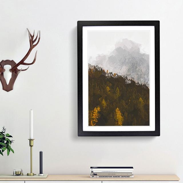 Half Mountain Half Forest in Abstract - Picture Frame Graphic Art Print East Urban Home Size: 87cm H x 62cm W x 2cm D, Frame Option: Black Framed on Productcaster.