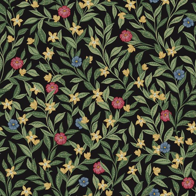 Katia 8.23m x 68.58cm Matte Wallpaper Roll Ophelia & Co. Colour: Black on Productcaster.