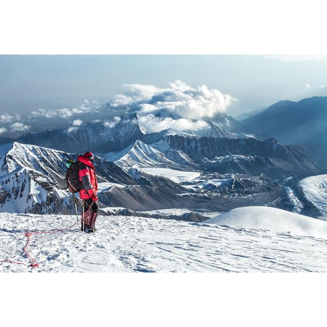 Hiker In Mountains by Kav38 - Wrapped Canvas Print Alpen Home Size: 61cm H x 91cm W on Productcaster.