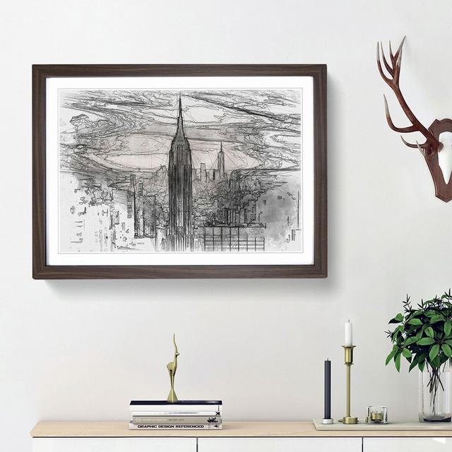 New York Skyline in Abstract - Picture Frame Graphic Art Print East Urban Home Size: 27cm H x 36cm W x 2cm D, Frame Option: Walnut Framed on Productcaster.