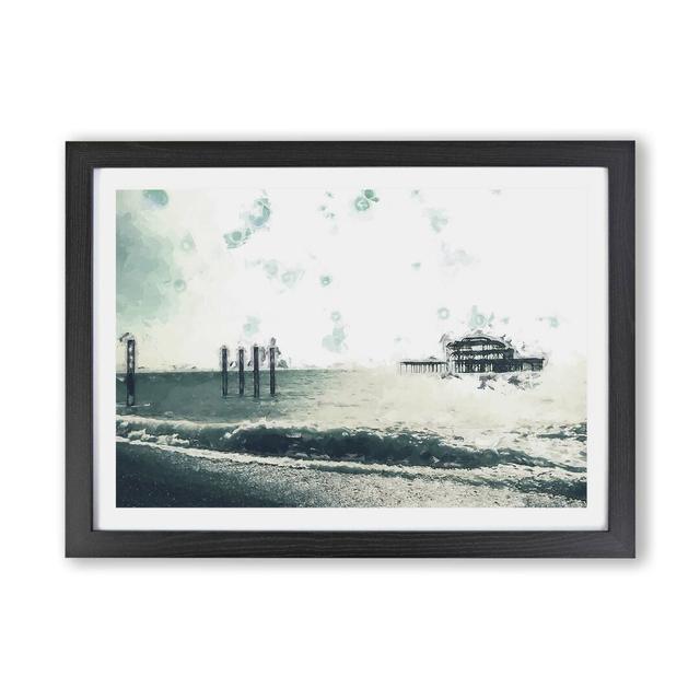 'Old West Pier at Brighton Beach in Abstract' - Picture Frame Painting Print on Paper East Urban Home Frame Option: Black, Size: 62cm H x 87cm W x 2cm on Productcaster.