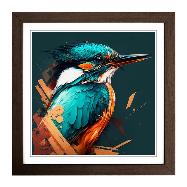 Kingfisher Graphic Art - Single Picture Frame Art Prints on Wood Marlow Home Co. Frame Colour: Walnut on Productcaster.