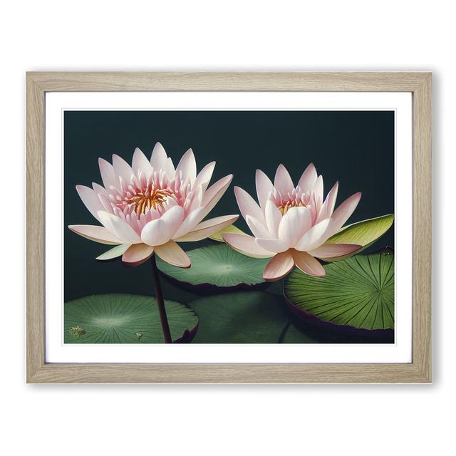 Riveting Water Lily Flowers - Picture Frame Painting World Menagerie Frame Colour: Oak , Size: 25cm H x 34cm W x 2cm D on Productcaster.