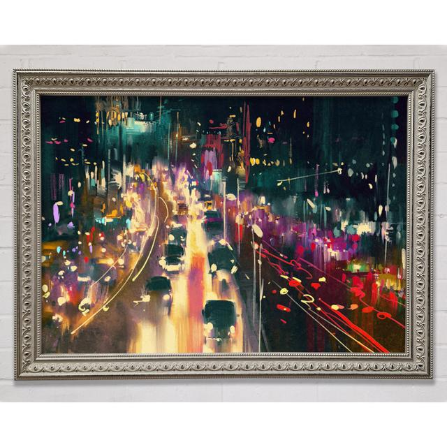 Busy Night Traffic Lights Watercolour Framed Print Bright Star Size: 84.1cm H x 118.9cm W x 3cm D on Productcaster.