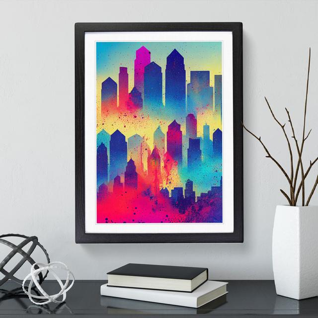 Splashed City Skyline No.6 - Single Picture Frame Print Latitude Run Size: 64cm H x 46cm W x 2cm D, Frame Colour: Black Framed on Productcaster.