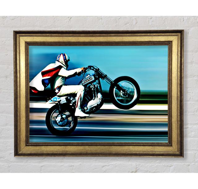 Evel Knievel Wheelie Colour - Einzelner Bilderrahmen Kunstdrucke Bright Star Größe: 100cm H x 141,4cm B x 8cm T on Productcaster.