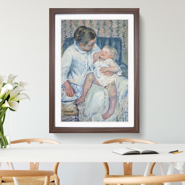 Childs Bath Time by Mary Cassatt - Picture Frame Painting East Urban Home Size: 65cm H x 48cm W x 2cm D, Frame Option: Walnut Framed on Productcaster.