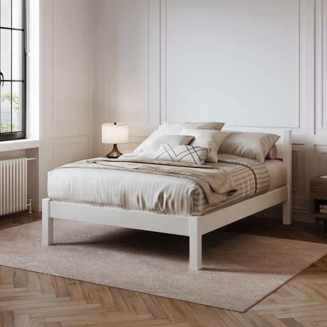 Euan Bed Frame August Grove Mattress Size: Small Double (4'), Colour: White on Productcaster.