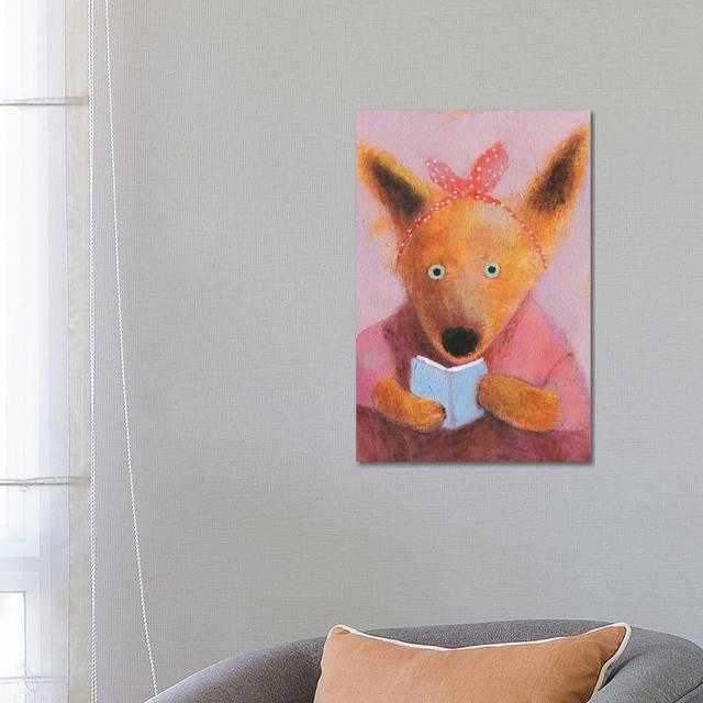 The Fox Reading the Book by Natalia Shaloshvili - Wrapped Canvas Painting Happy Larry Size: 66.04cm H x 45.72cm W x 3.81cm D on Productcaster.