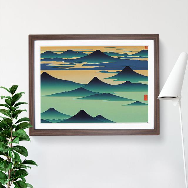 Abstract Japanese Mountains Vol.4 - Single Picture Frame Print Alpen Home Size: 34cm H x 46cm W x 2cm D, Frame Colour: Walnut on Productcaster.