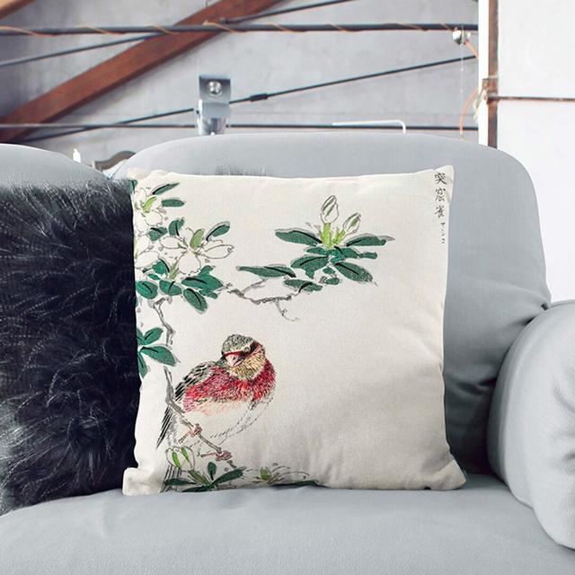 Japanese Long-Tailed Rosefinch by Numata Kashu Cushion with Filling East Urban Home Size: 55cm H x 55cm W x 20cm D on Productcaster.