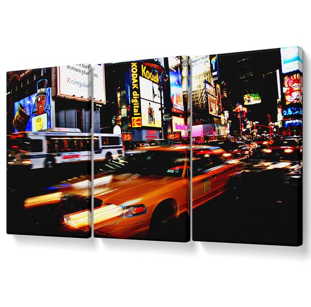 New York Broadway Cabs - 3 Piece Wrapped Canvas Graphic Art Brayden Studio Size: 121.9cm H x 243.8cm W on Productcaster.